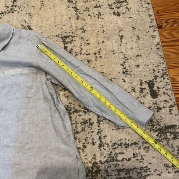 Sigrid Olsen 100% Linen Button Down Striped Shirt Size‎ 1X SO Blue - Picture 7 of 11